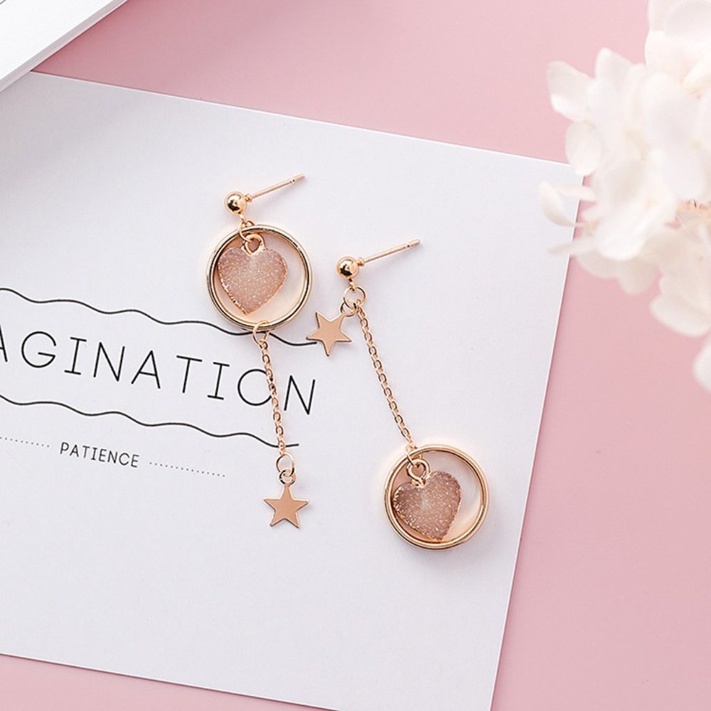 ✨NEW!✨Apricot Crystal Candy Heart Dangle Earrings!